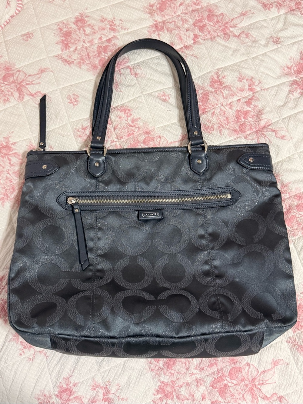 Coach Poppy Signature C Tote with Leather Trim